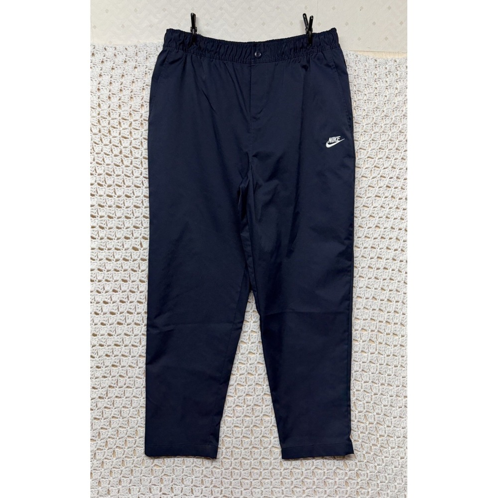 Vtg Y2K Nike Track Pants Mens L Navy Blue Windbreaker Joggers Swoosh Zip Ankle